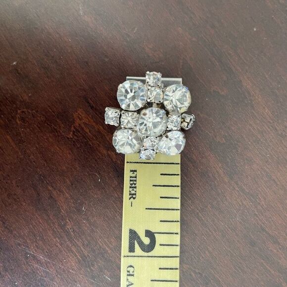 Vintage Rhinestone Cluster Button Clip On Earrings - Picture 7 of 7